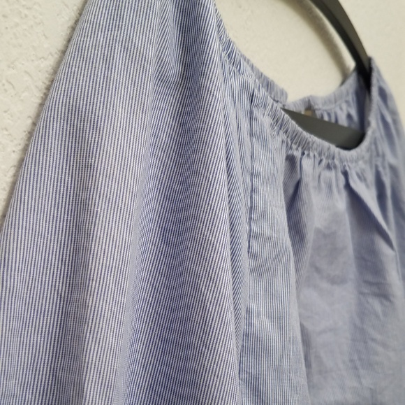 Maeve Blue & White Pinstripes Off The Shoulder Top - Picture 3 of 5